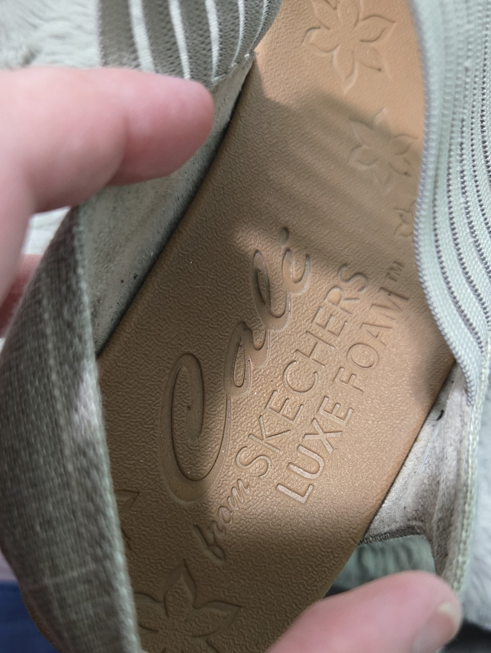 Skechers Beverlee Smitten cork wedge sandals stretch slingback strap size 9.5W - Picture 14 of 14